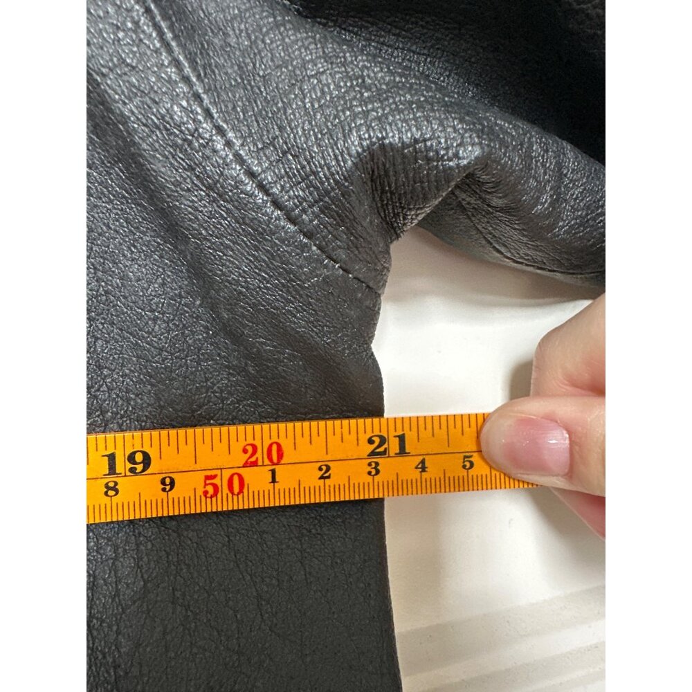 Vtg Pelle Leather Trench Coat Women Small 80s Long Embossed Mobwife Shoulder Pad - Picture 6 of 11